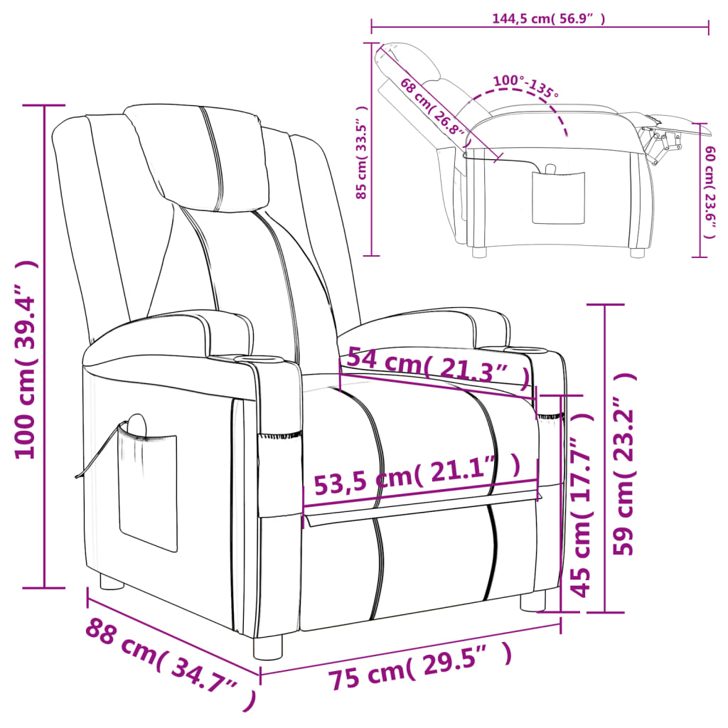 vidaXL Massage Chair Artificial Leather Black