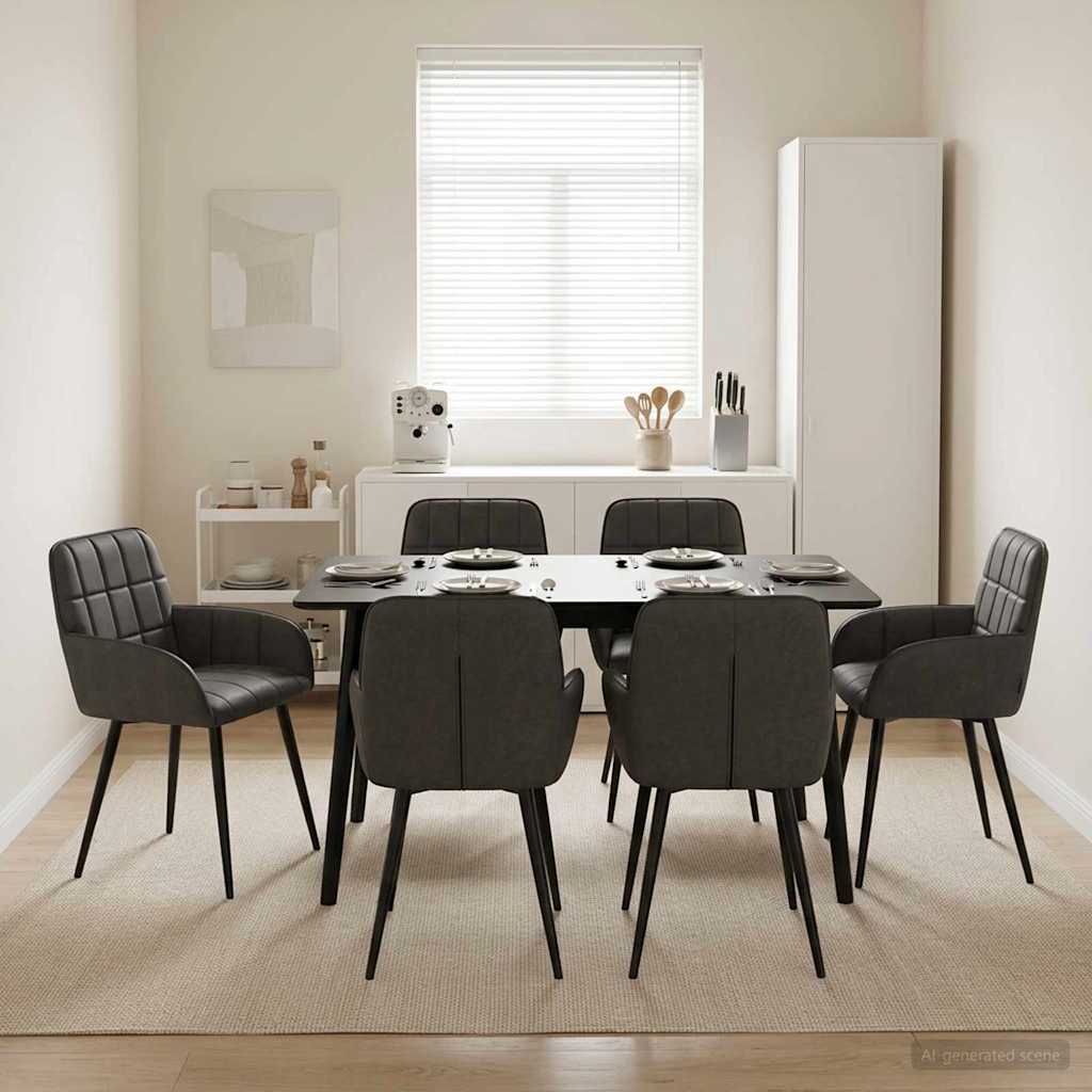 vidaXL Dining Chairs 4 pcs Faux Leather Black 57 x 50 x 85 cm