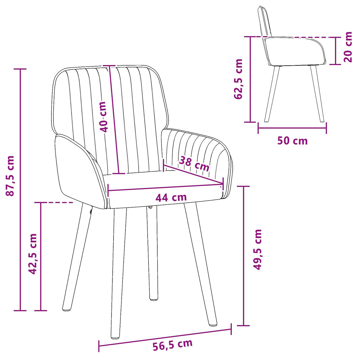 vidaXL Eetstoelen 4 pcs Stof Lichtgrijs 56,5 x 50 x 87,5 cm