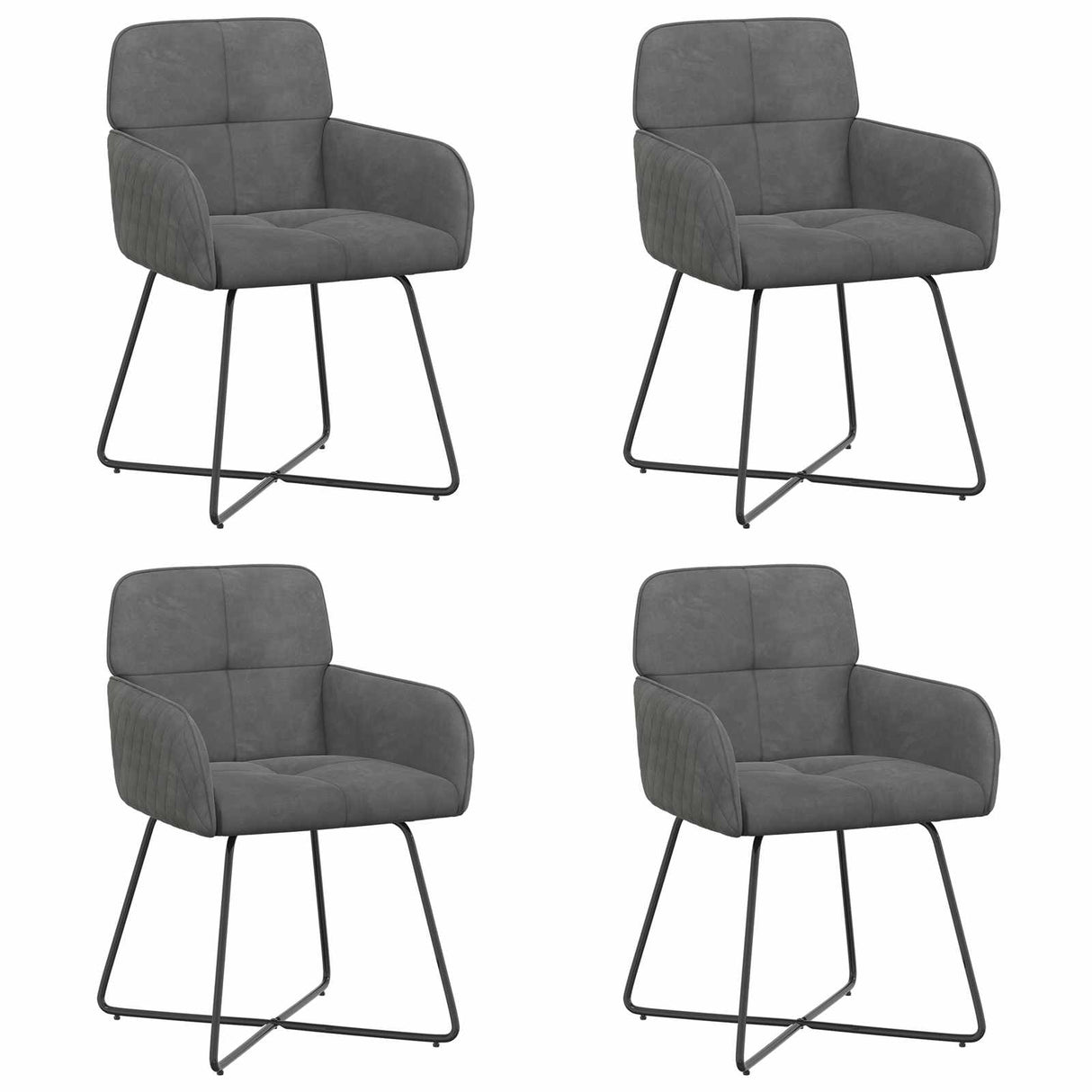 vidaXL Dining Chairs 4 pcs velvet Light Grey 59 x 56.5 x 86 cm