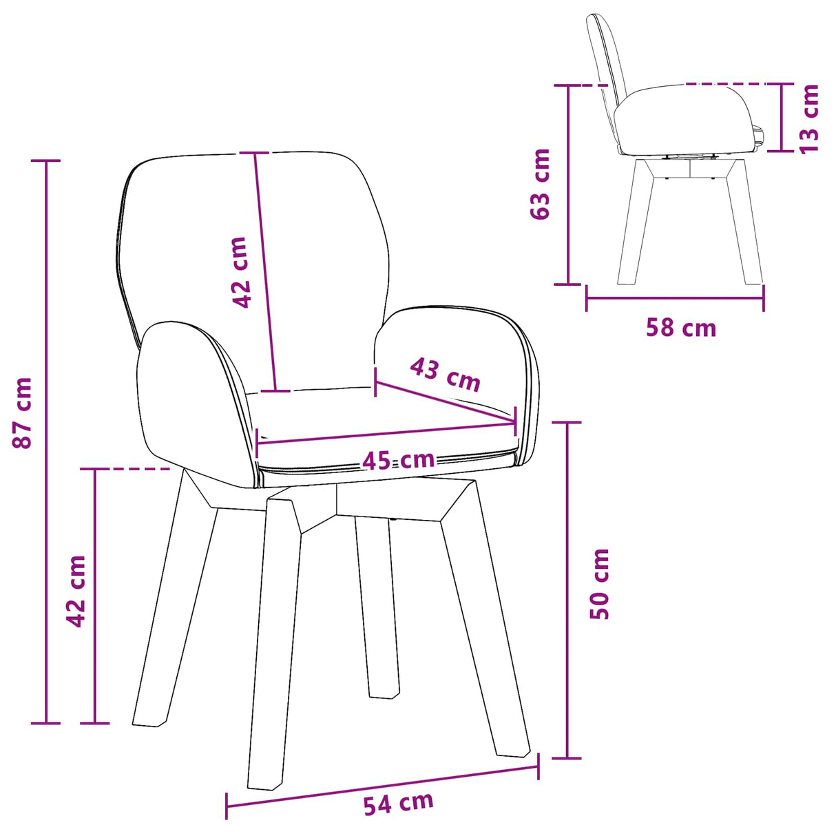 vidaXL Draaikrukken 4 pcs Bouclé Lichtgrijs 54 x 58 x 87 cm
