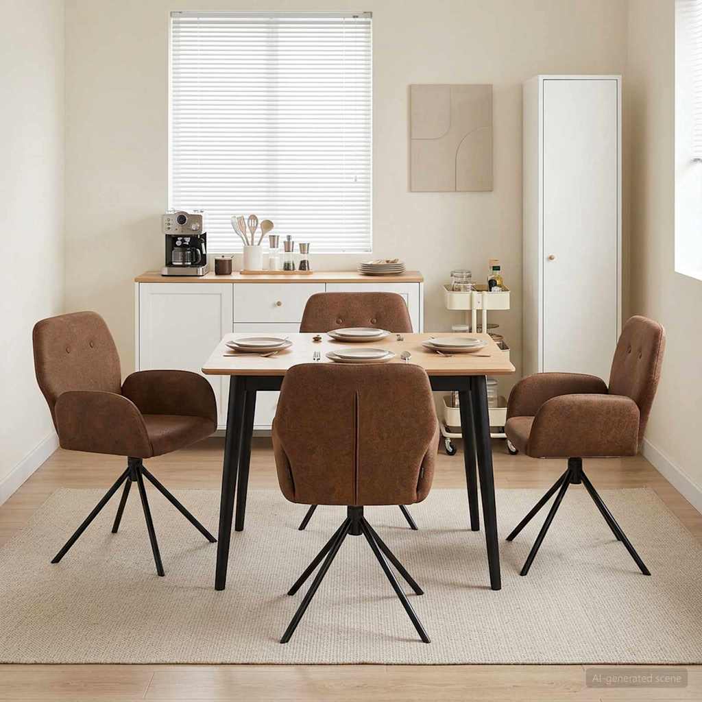 vidaXL Draaikrukken 4 pcs Kunst Suède Leer Bruin 54 x 55 x 86 cm