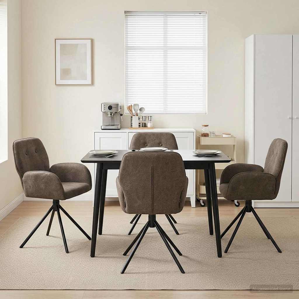vidaXL Draaikrukken 4 pcs Kunst Suède Leer Bruin 54 x 55 x 86 cm