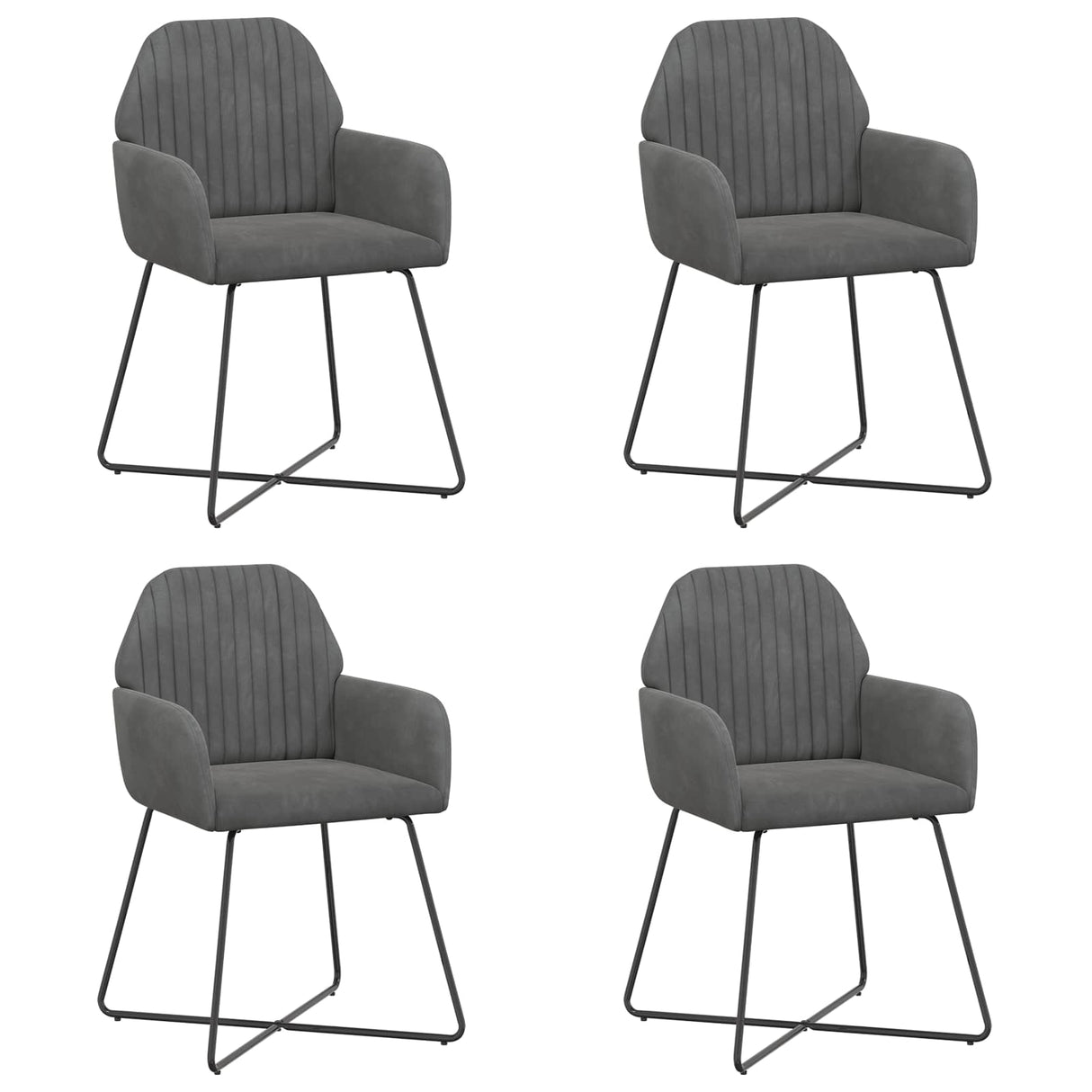 vidaXL Eetstoelen 4 pcs fluweel Lichtgrijs 55 x 50 x 84 cm