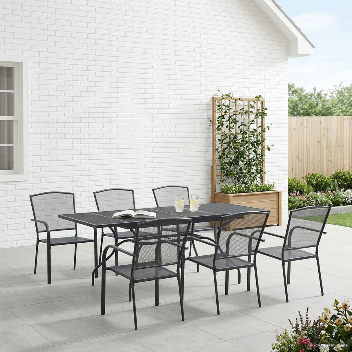 vidaXL Tuin Eettafel Set 7 pcs Antracietkleurig 212 x 90 x 76 cm