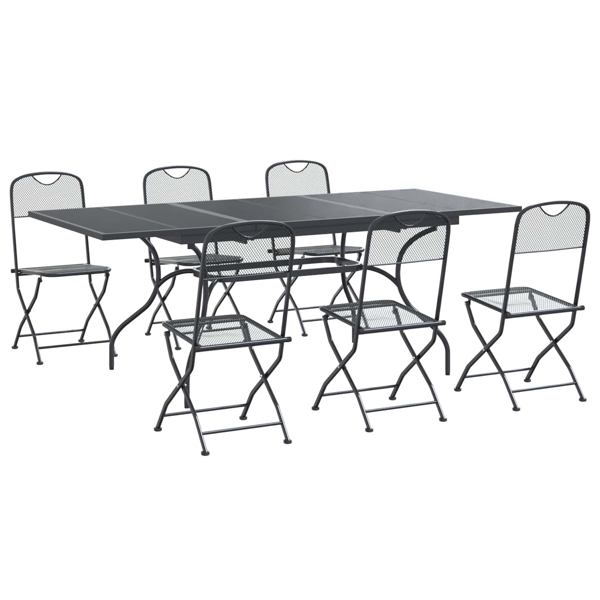 vidaXL Tuin Eettafel Set 7 pcs Antracietkleurig 212 x 90 x 76 cm