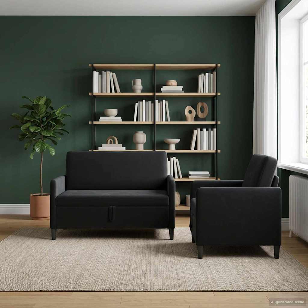 vidaXL Sofa Set with Storage 2 pc Light Gray Polyester