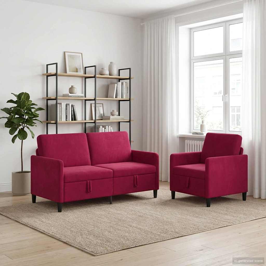 vidaXL Sofa Set with Storage 2 pc Light Gray Polyester