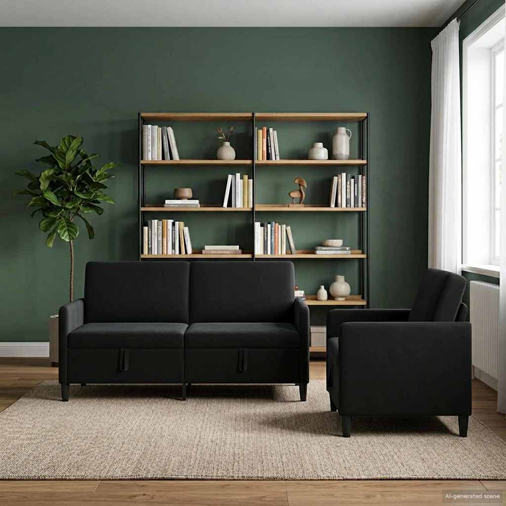 vidaXL Sofa Set with Storage 2 pc Light Gray Polyester