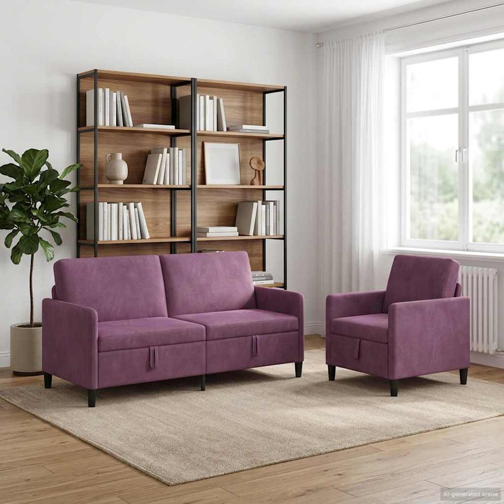 vidaXL Sofa Set with Storage 2 pc Light Gray Polyester