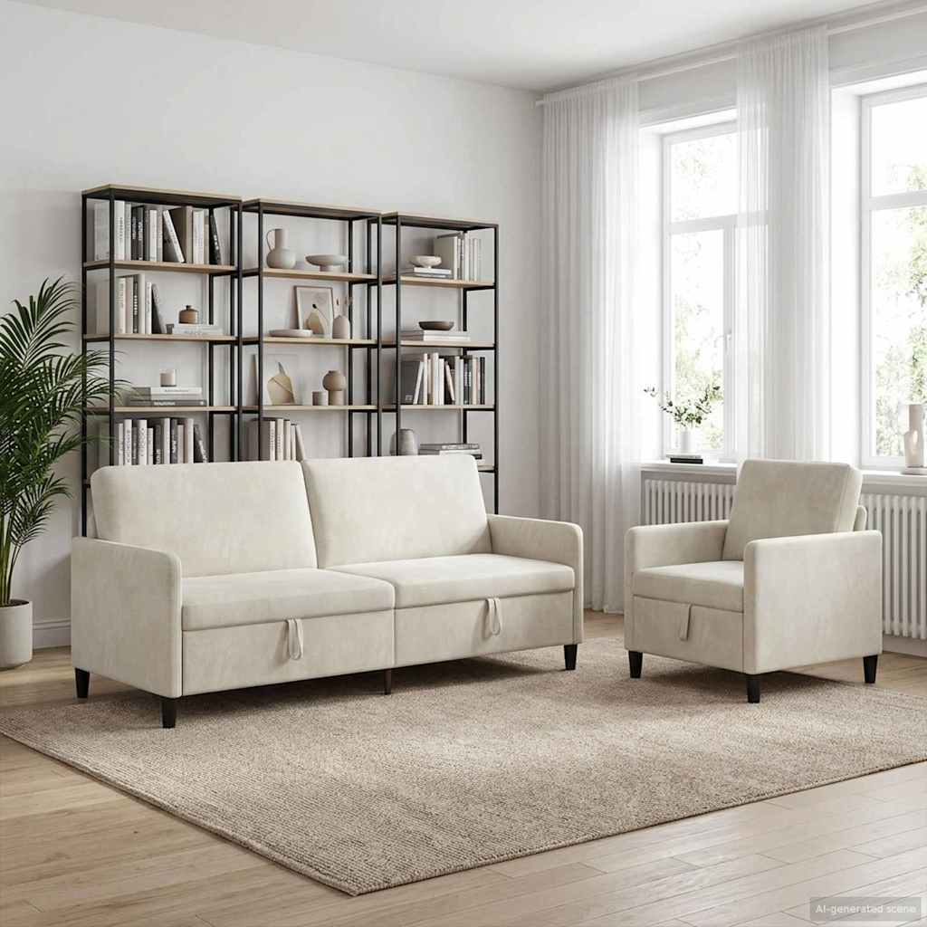 vidaXL Sofa Set with Storage 2 pc Light Gray Polyester