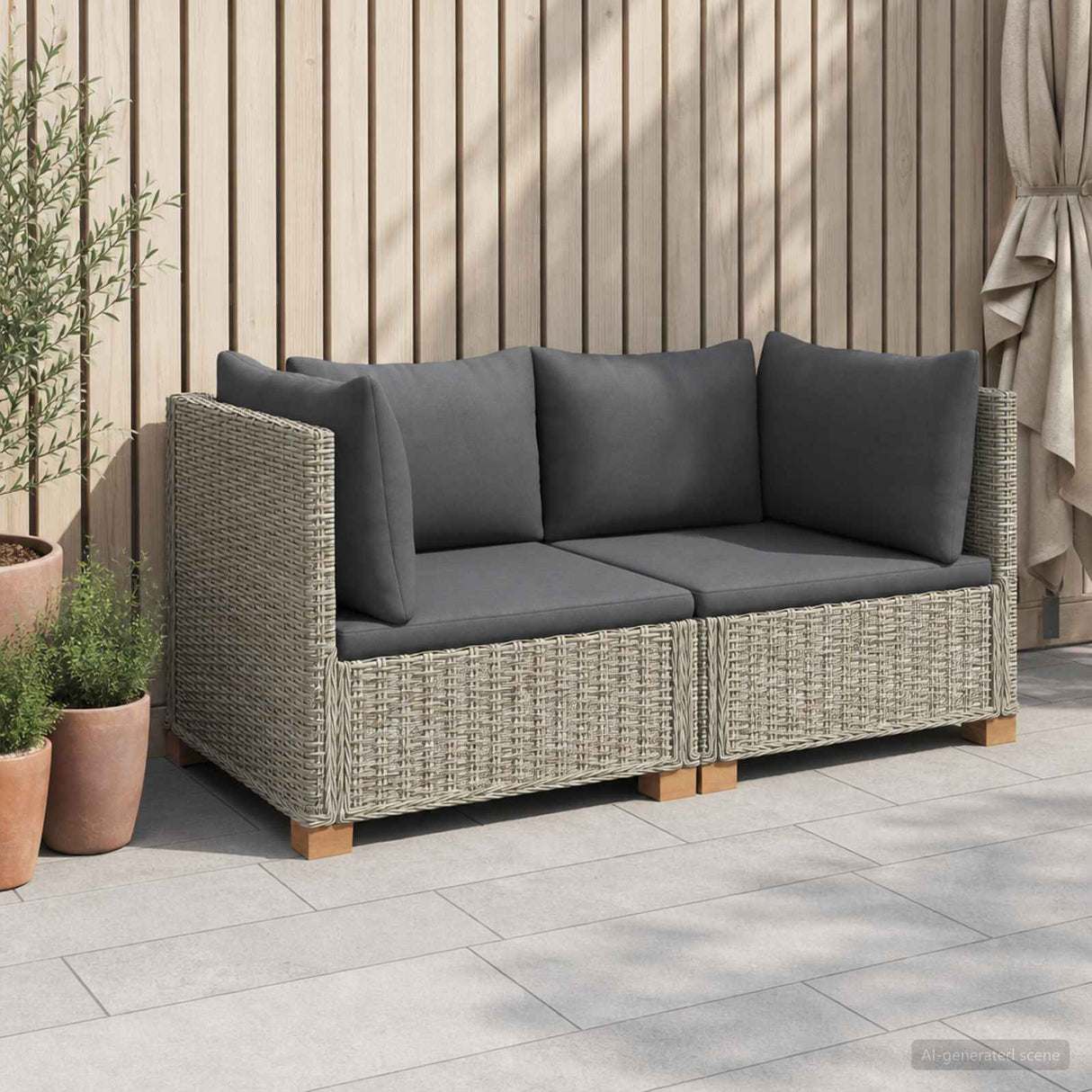 vidaXL 2 st Rieten Loungeset met Kussens GENDT Natuurlijk Riet Naturel