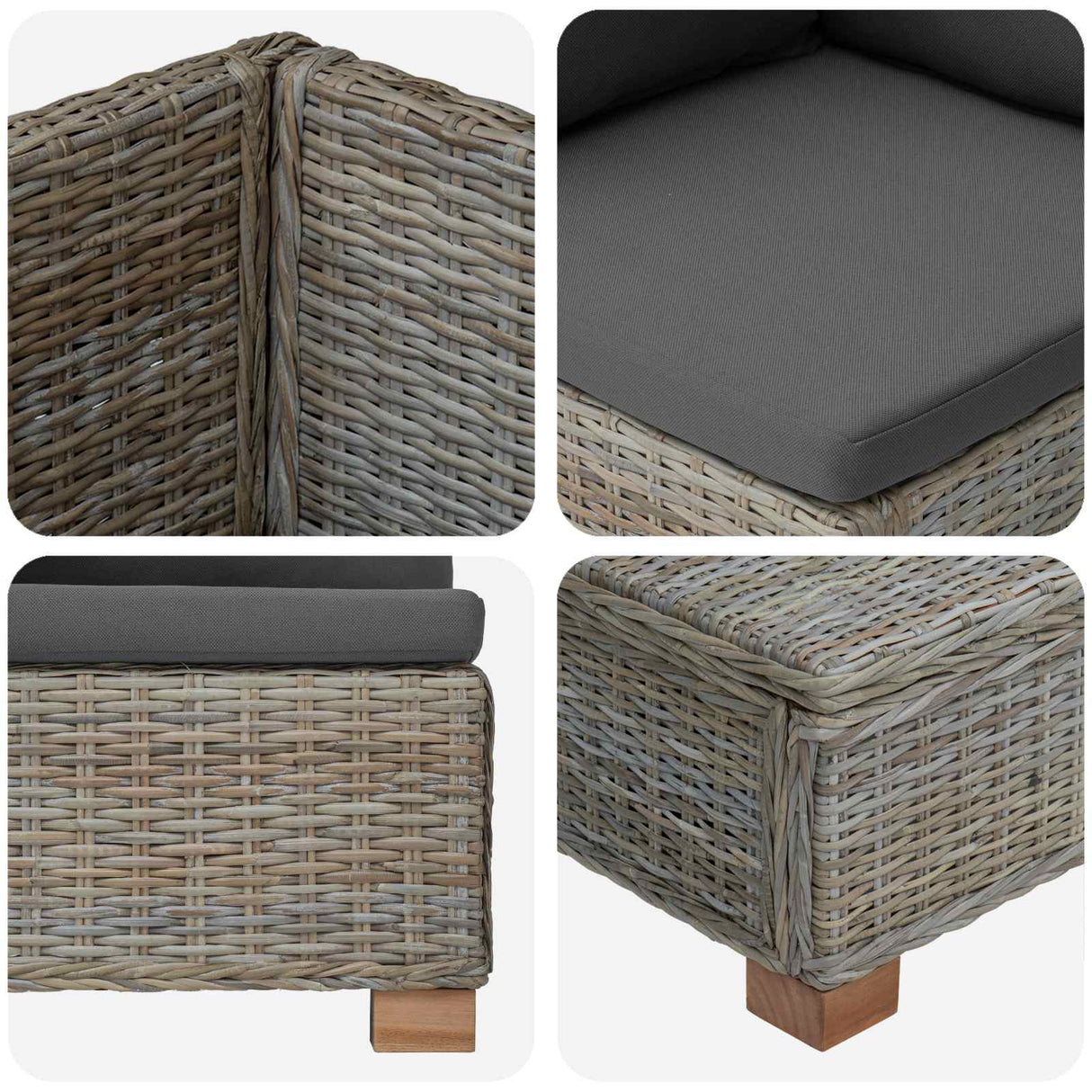 vidaXL 8 st Rieten Loungeset met Kussens GENDT Natuurlijk Riet Naturel