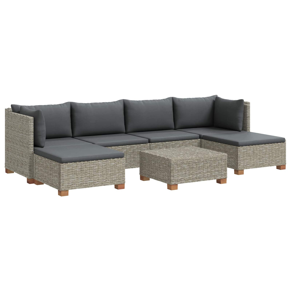 vidaXL 7 st Rieten Loungeset met Kussens GENDT Natuurlijk Riet Naturel