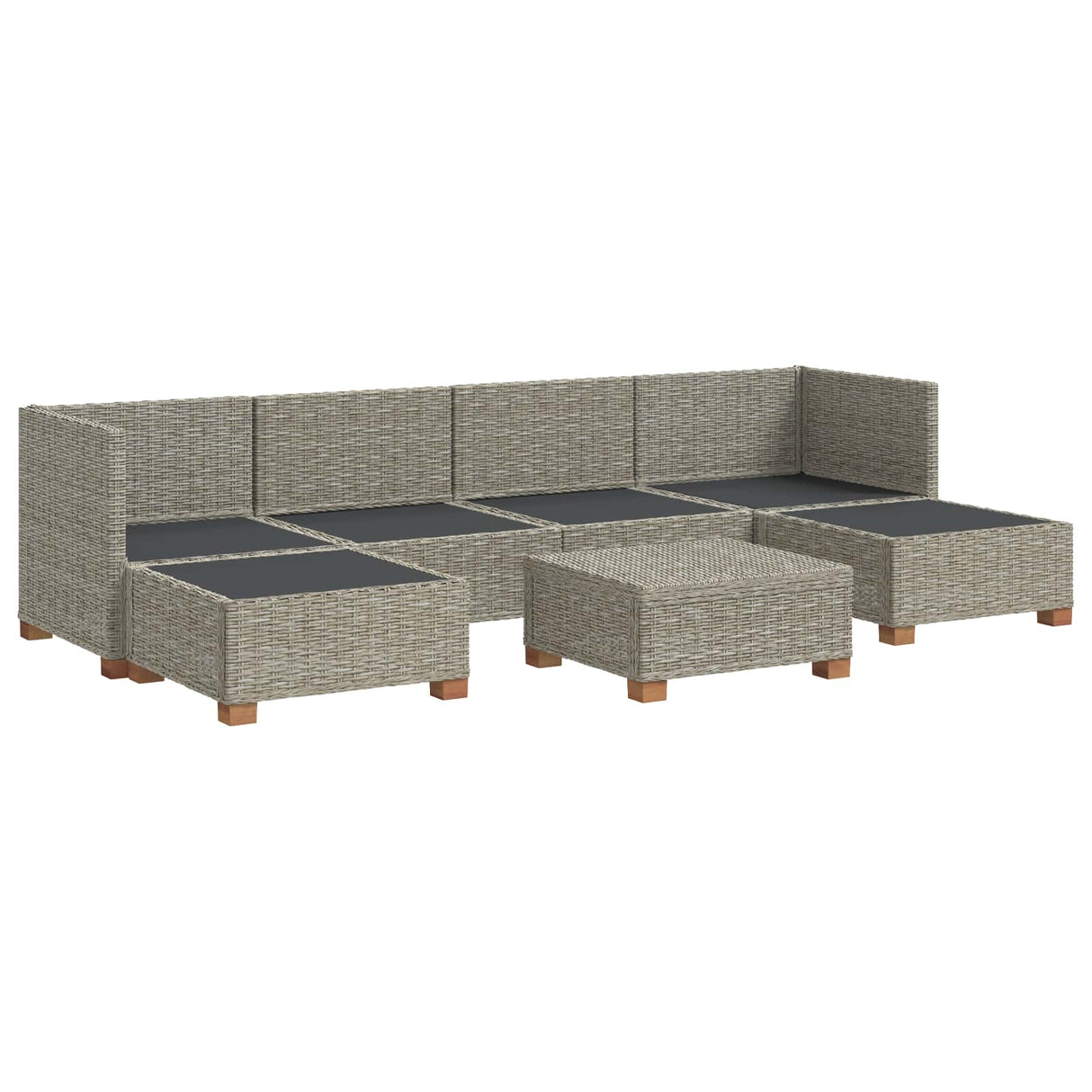 vidaXL 7 st Rieten Loungeset met Kussens GENDT Natuurlijk Riet Naturel