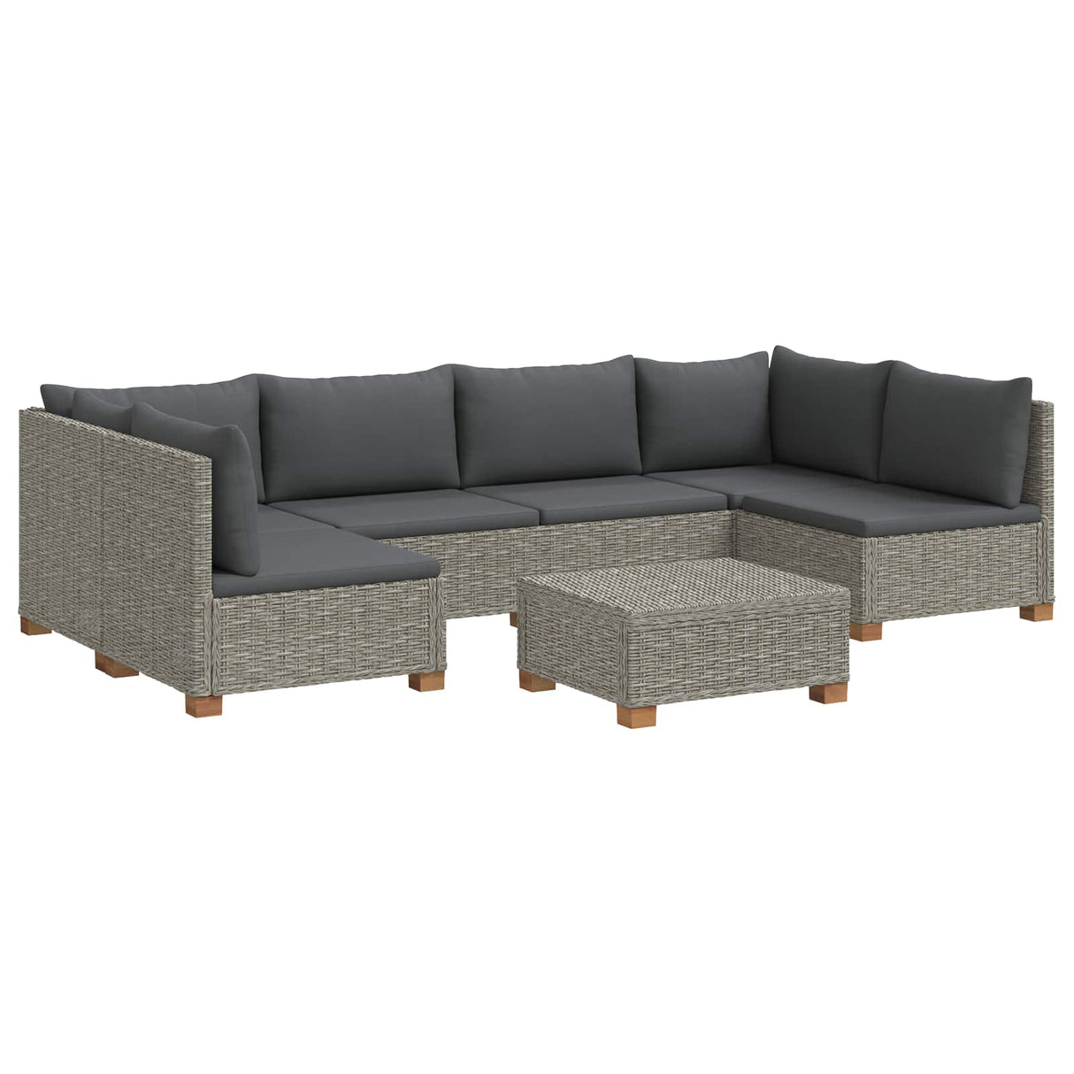 vidaXL 7 st Rieten Loungeset met Kussens GENDT Natuurlijk Riet Naturel