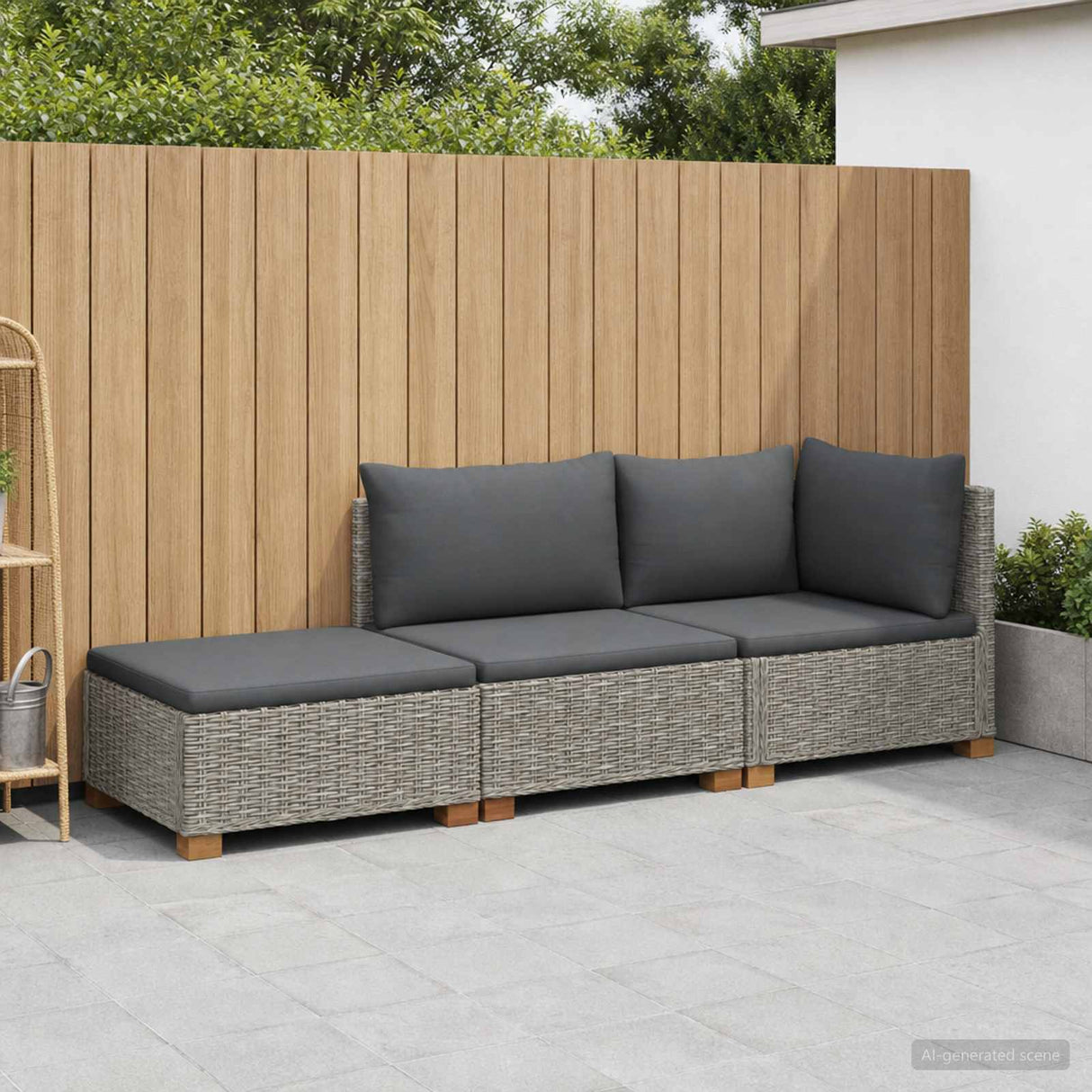 vidaXL 3 st Rieten Lounge Set met Kussens GENDT Natuurlijk Riet