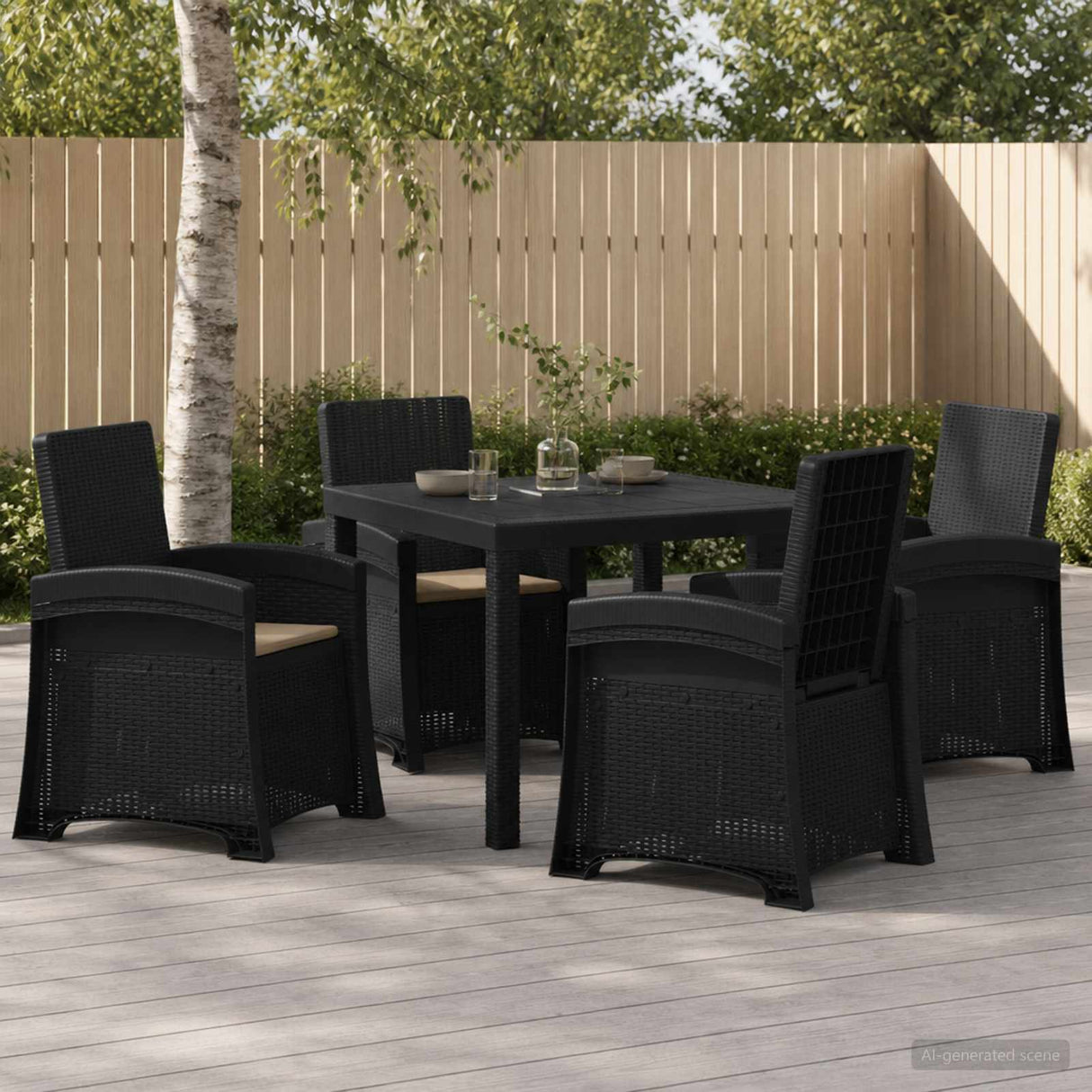vidaXL Garden Dining Set 5 pcs Anthracite and Cream PP