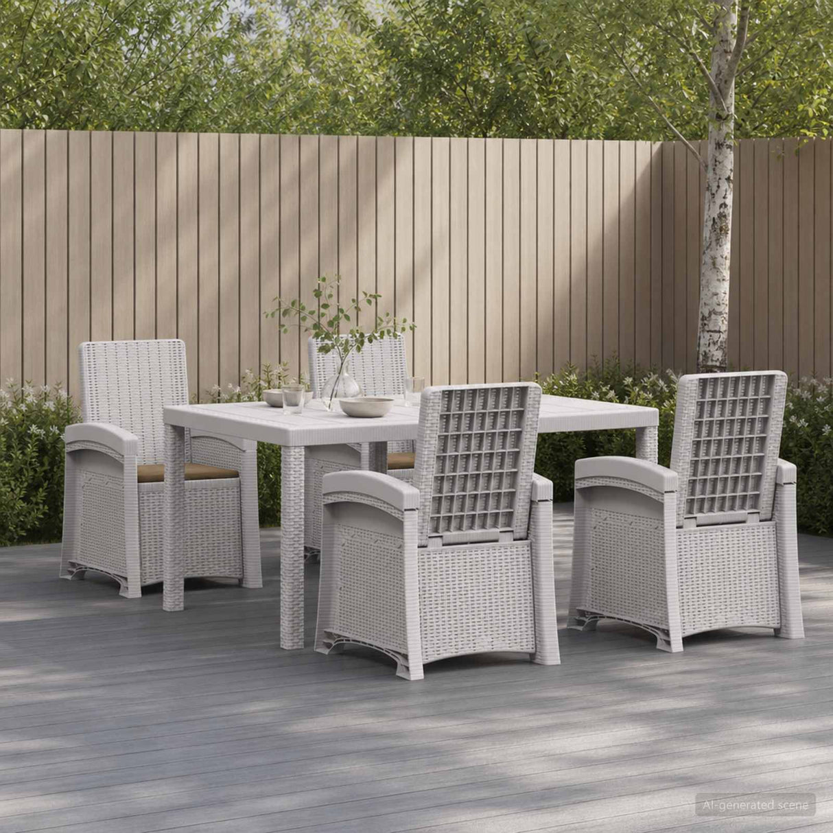 vidaXL Garden Dining Set 5 pcs Anthracite and Cream PP