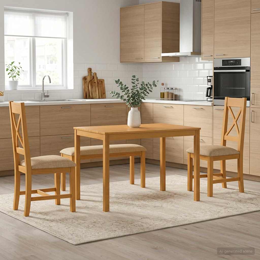 vidaXL 5-piece Dining Set Grey Solid Oak Wood