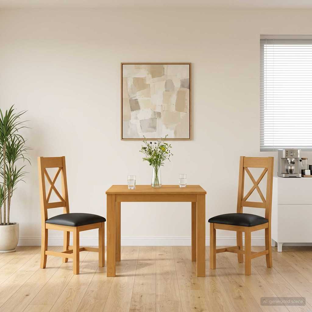 vidaXL Dining Set 3 Pieces Grey Solid Oak Wood