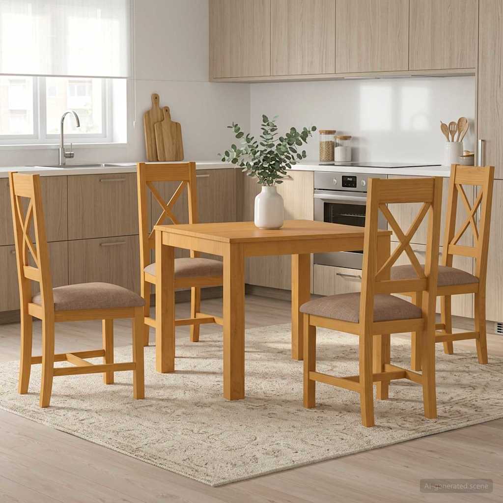 vidaXL Dining Set 3 Pieces Grey Solid Oak Wood