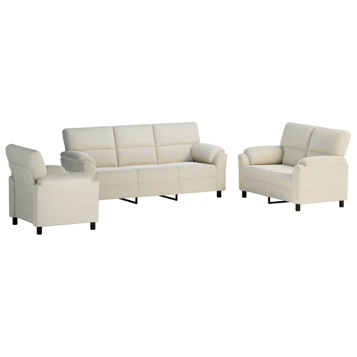 vidaXL Sofa set 3 pcs Cream velvet