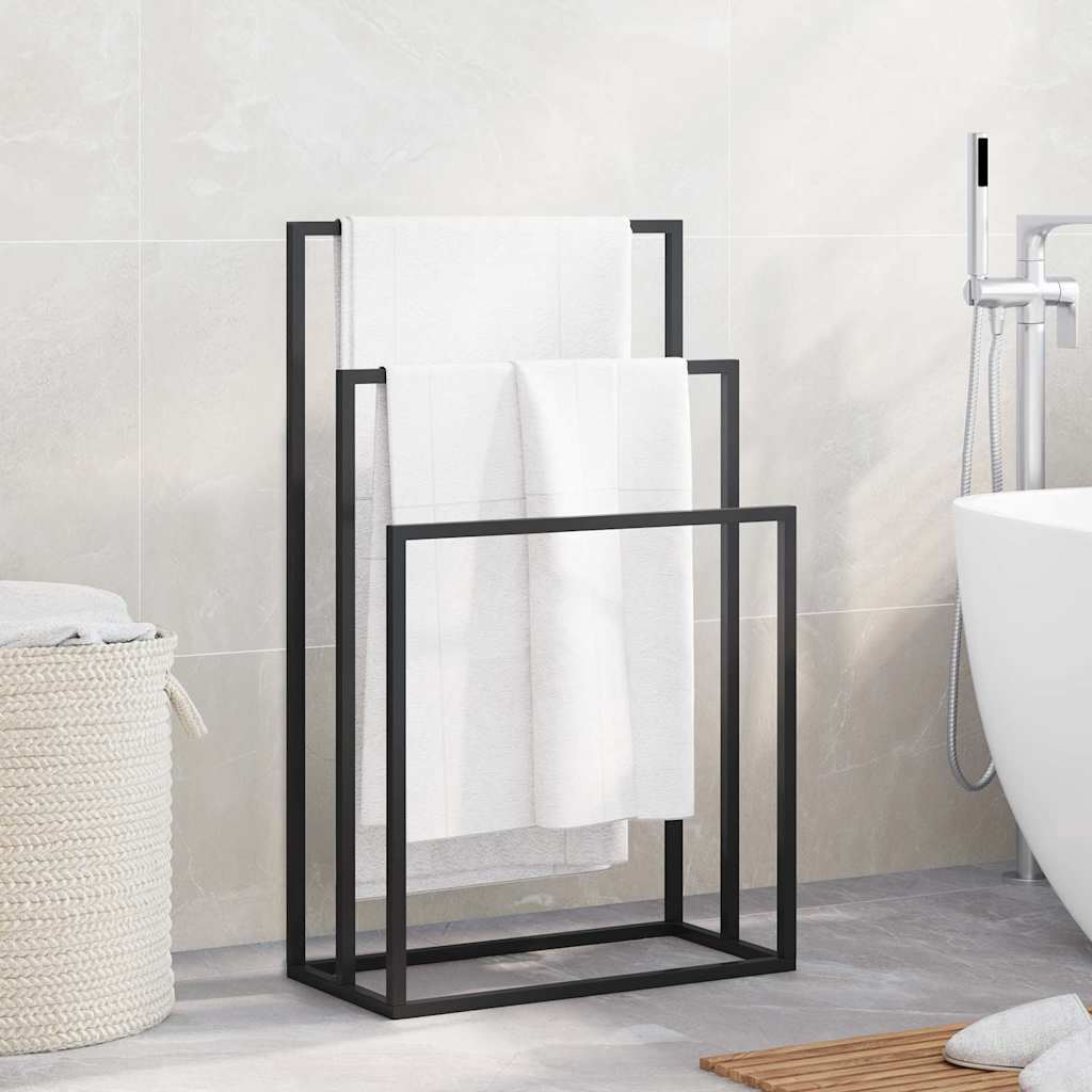 vidaXL Handdoekenrek vrijstaand 48x24x78,5 cm ijzer zwart