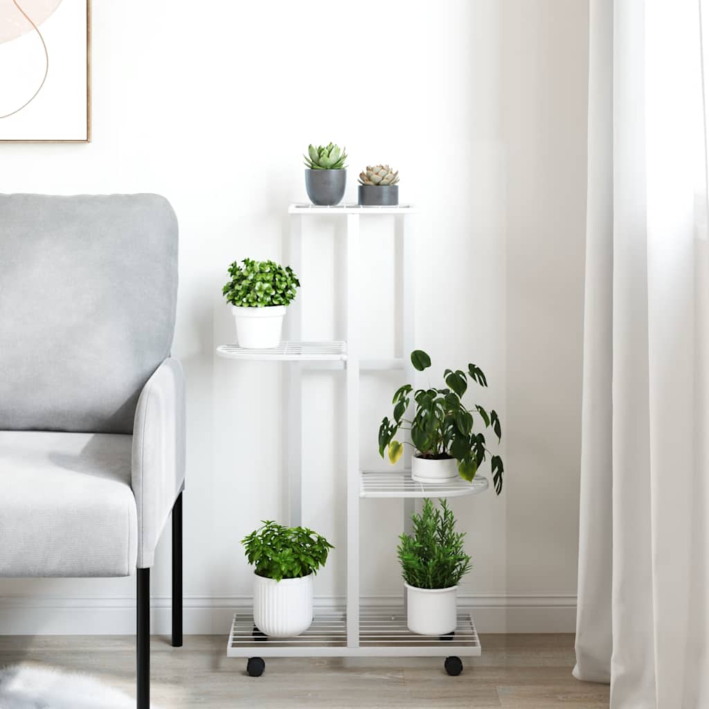 vidaXL Flower Pot Stand with Wheels 4-Tier 44x23x80 cm Iron Black