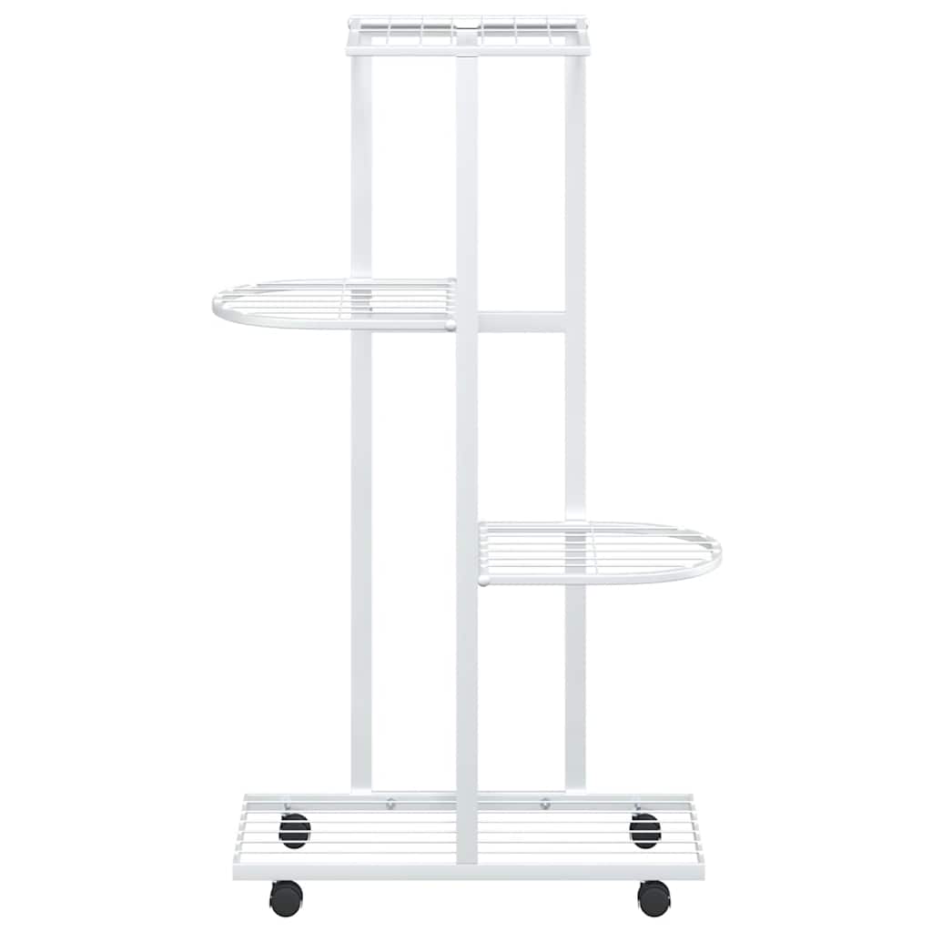 vidaXL Flower Pot Stand with Wheels 4-Tier 44x23x80 cm Iron Black