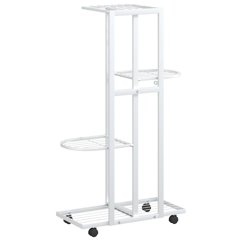 vidaXL Flower Pot Stand with Wheels 4-Tier 44x23x80 cm Iron Black