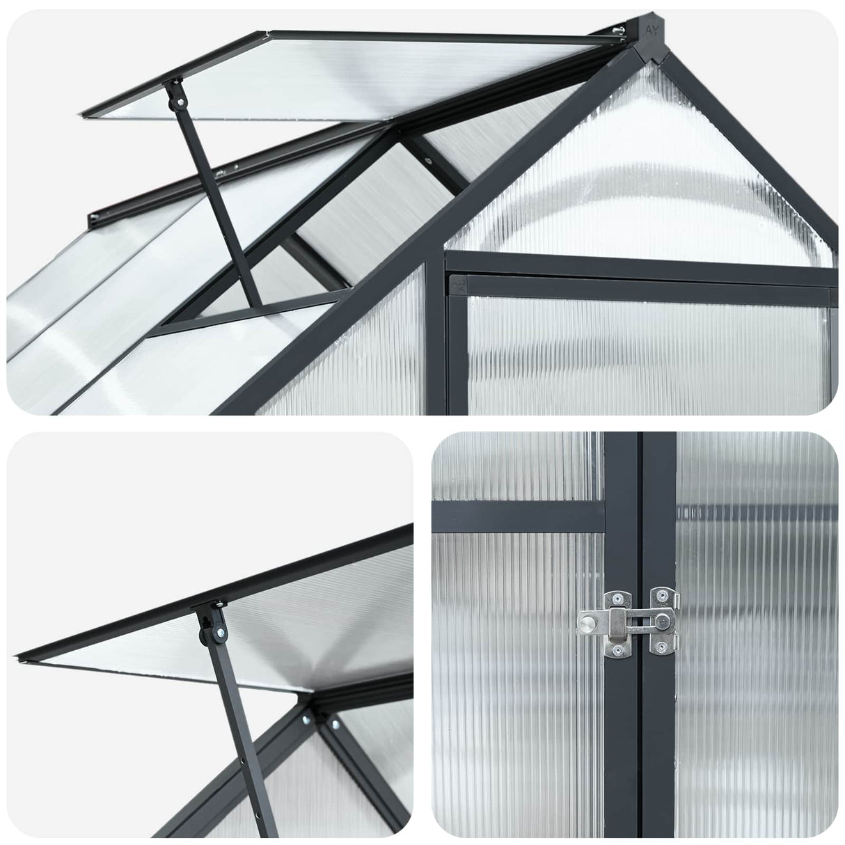 vidaXL Garden Greenhouse with Door Anthracite 183.5 x 183.5 x 207 cm