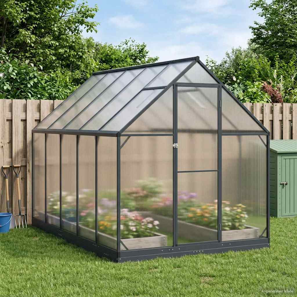vidaXL Garden Greenhouse with Door Anthracite 183.5 x 183.5 x 207 cm