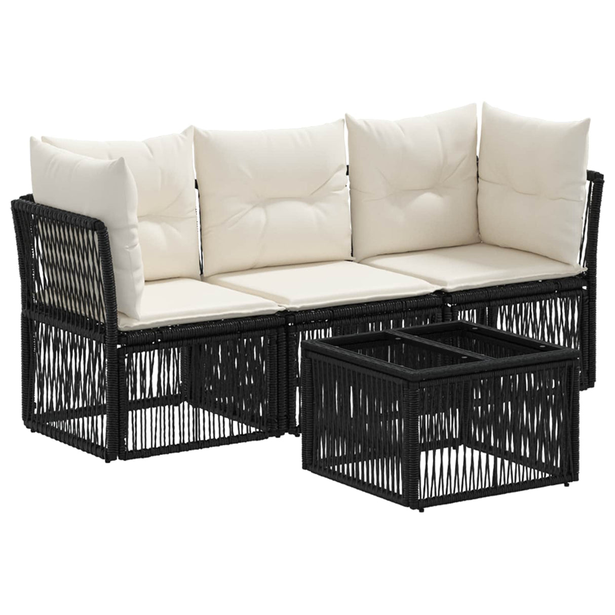 vidaXL Garden Bench Set 4 pcs Black poly rattan