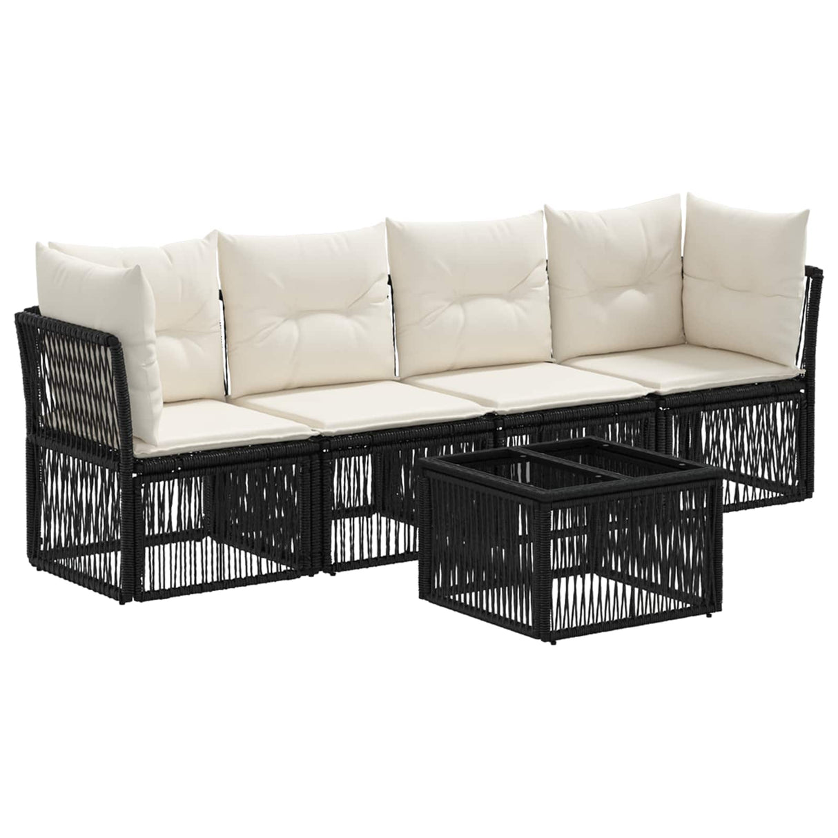 vidaXL Garden Bench Set 5 pcs Black poly rattan