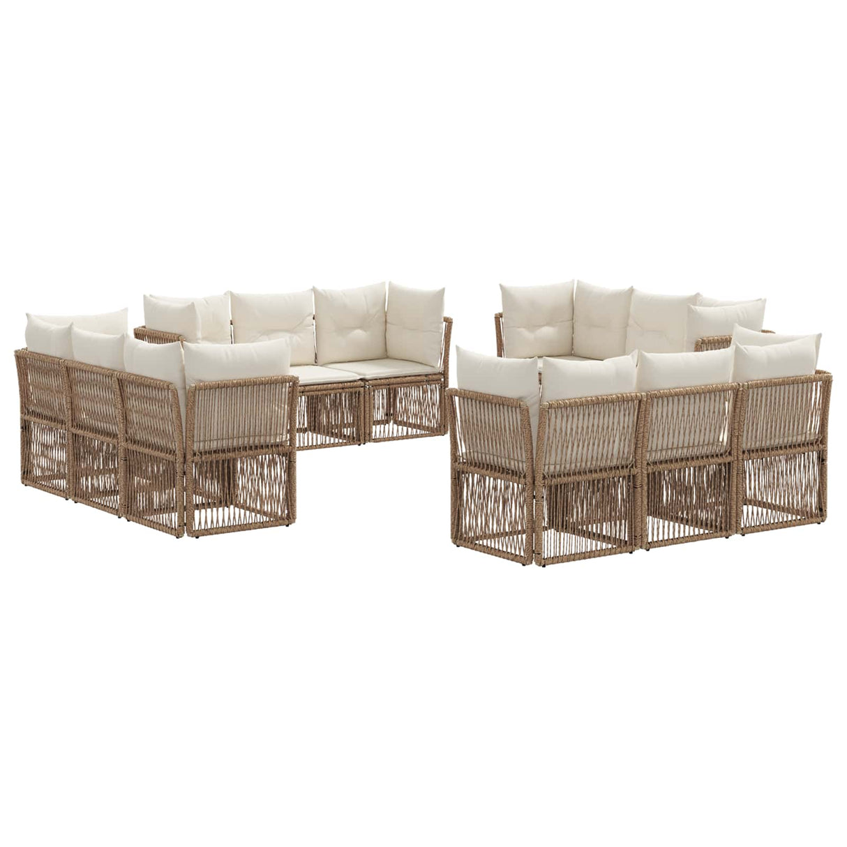 vidaXL Tuinbank Set 13 pcs Zwart poly rattan