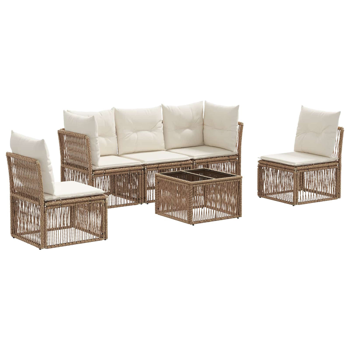 vidaXL Tuinbank Set 6 pcs Zwart poly rattan