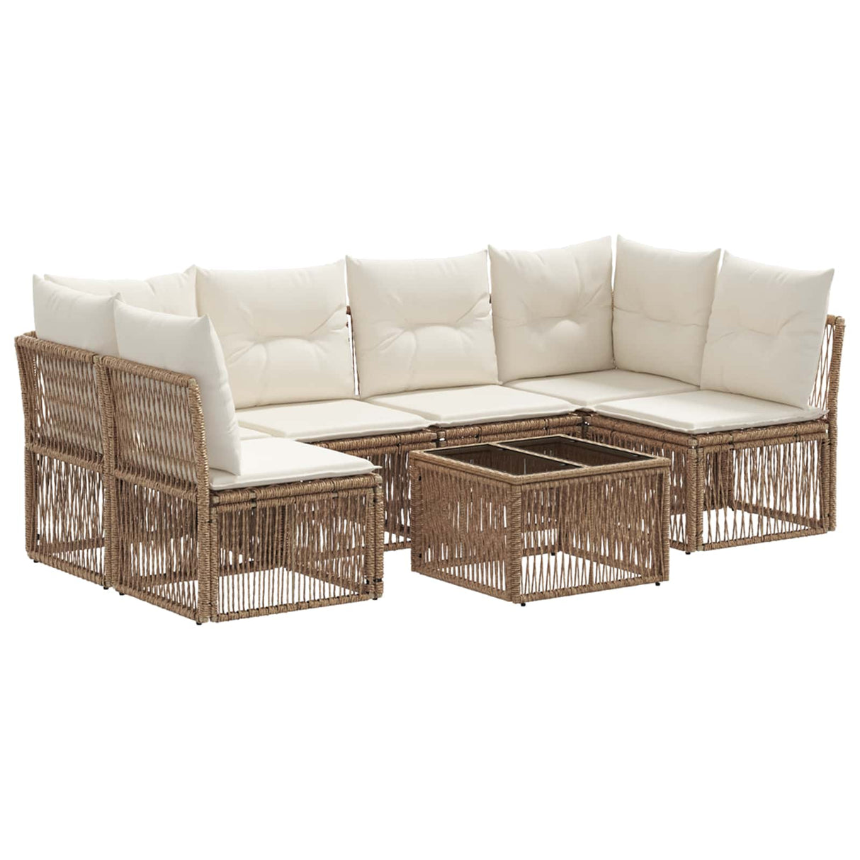 vidaXL Garden Sofa Set 7 Pieces Black Poly Rattan