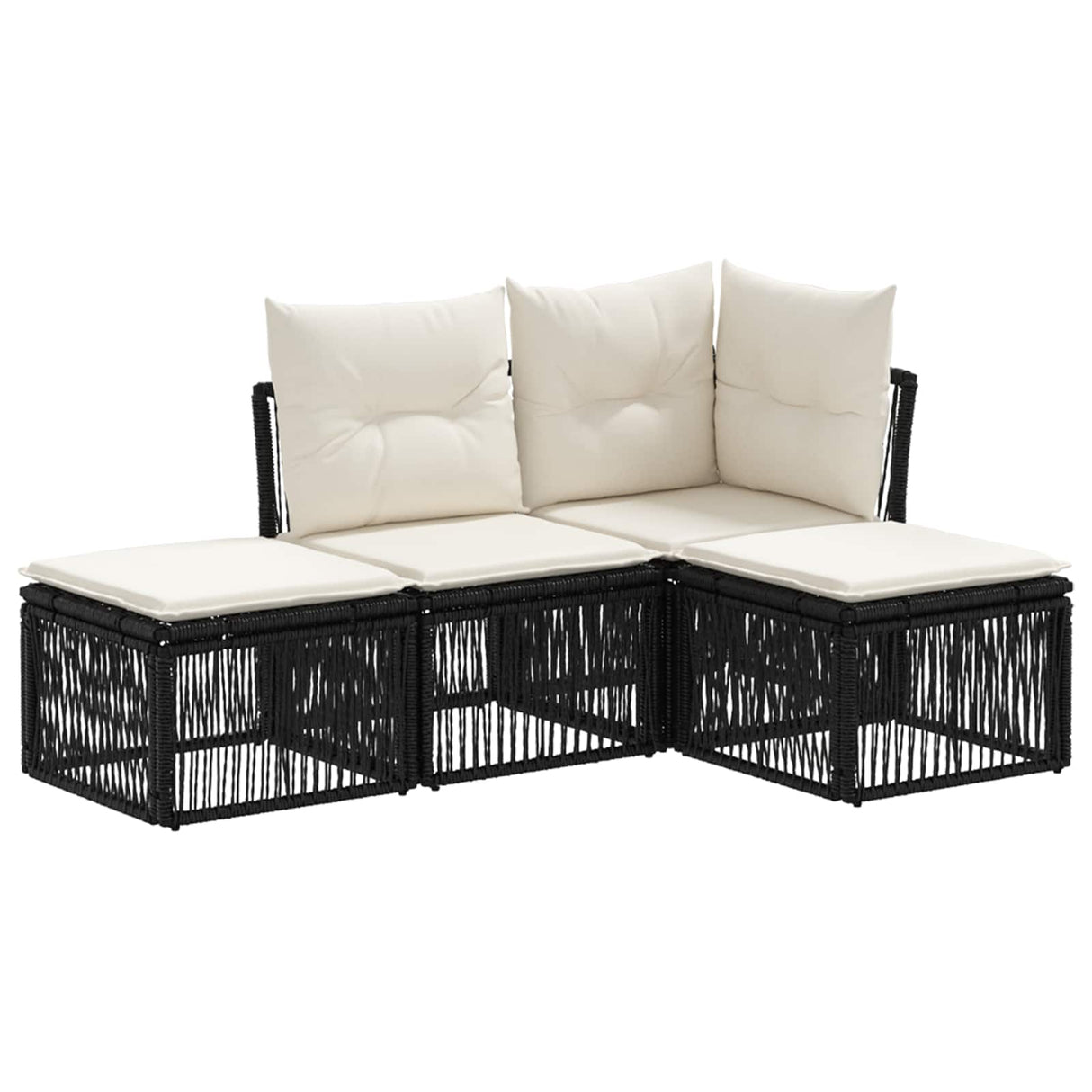 vidaXL Garden Lounge Set 5 Pieces Black Poly Rattan