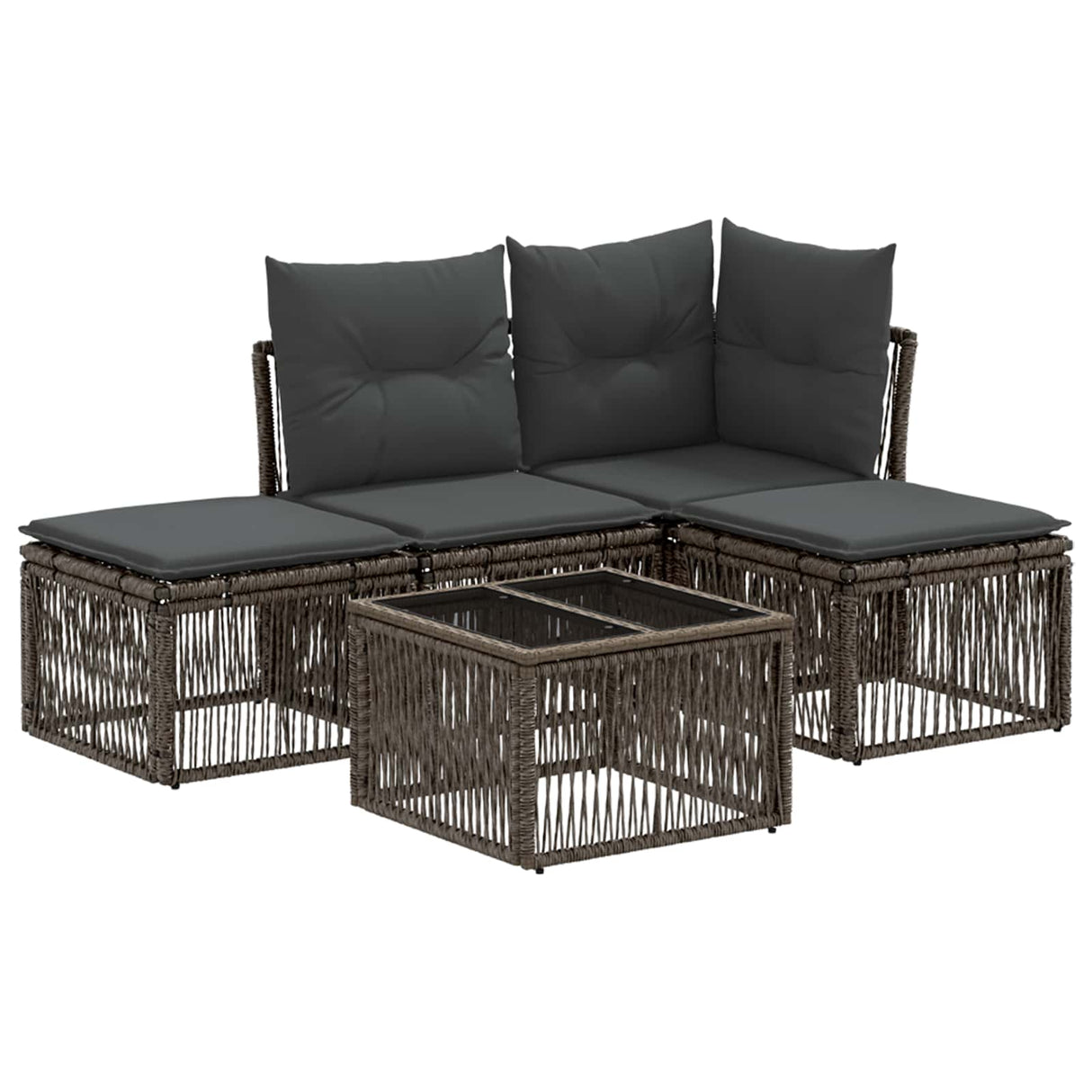 vidaXL Garden Lounge Set 5 Pieces Black Poly Rattan
