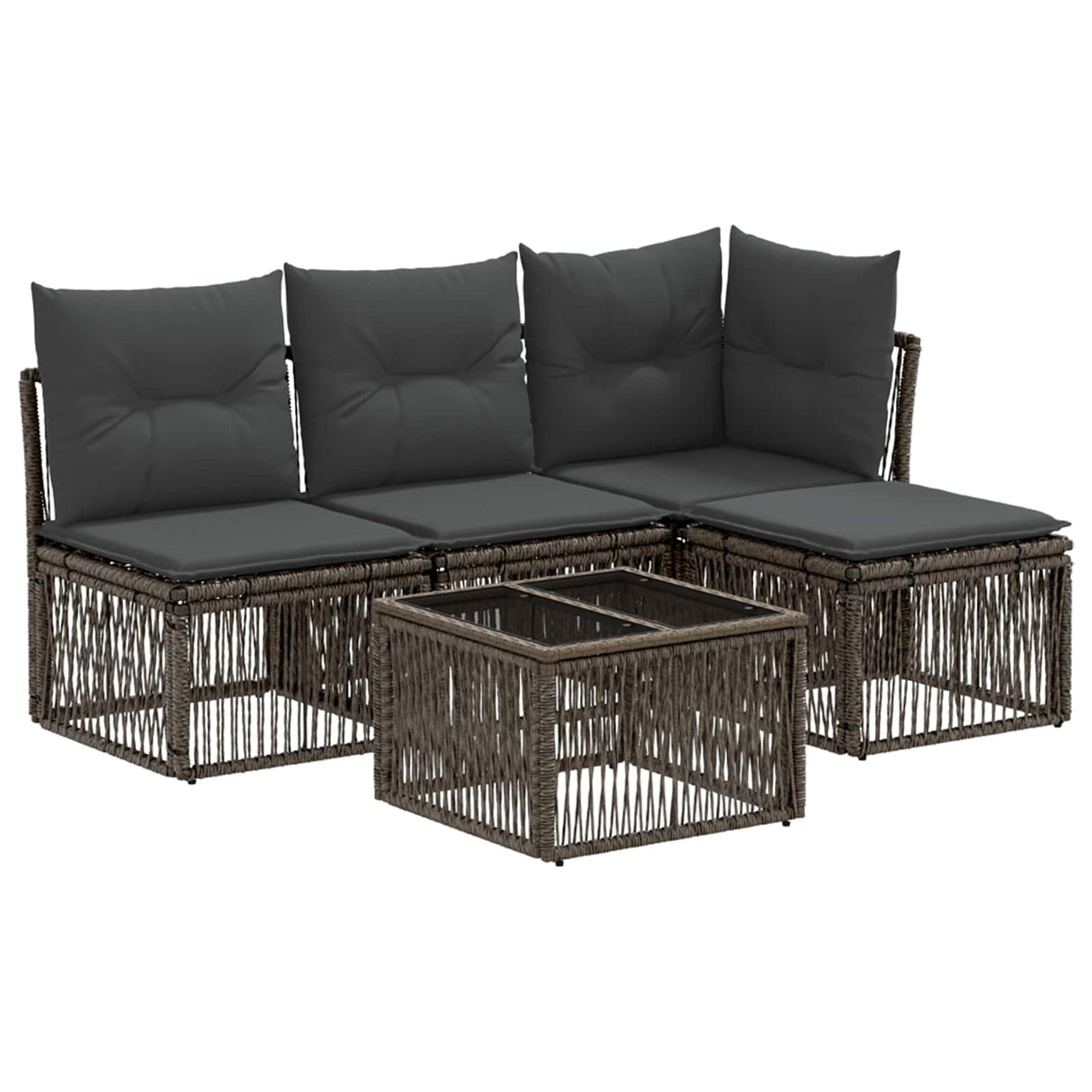 vidaXL Tuinbank Set 5 pcs Zwart poly rattan