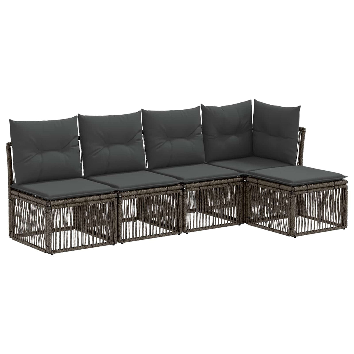 vidaXL Tuinbank Set 6 pcs Zwart poly rattan