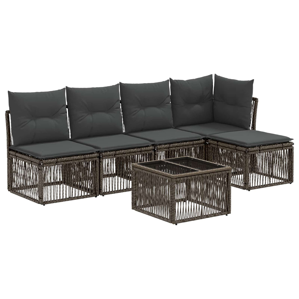vidaXL Tuinbank Set 6 pcs Zwart poly rattan