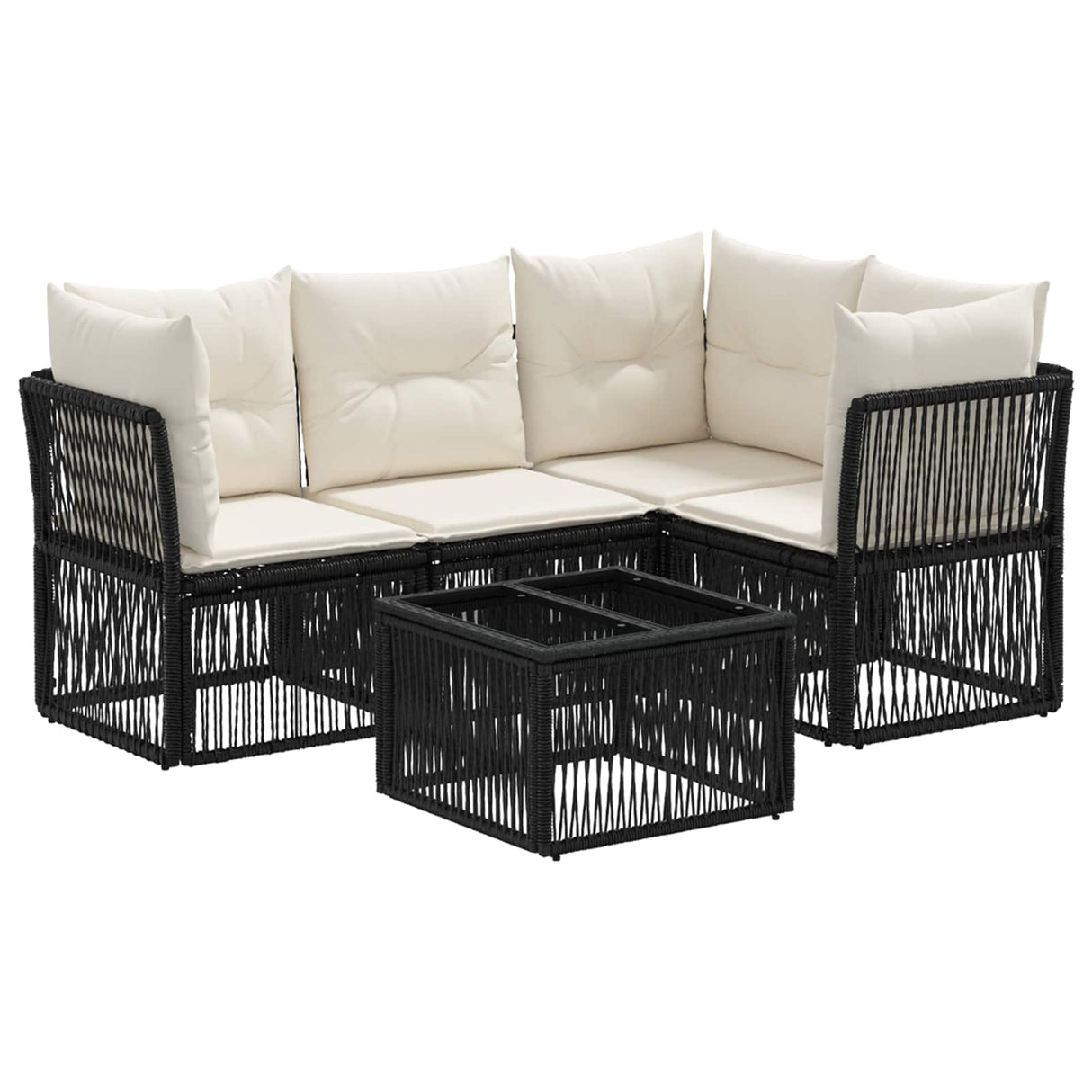 vidaXL Tuinbank Set 5 pcs Zwart poly rattan