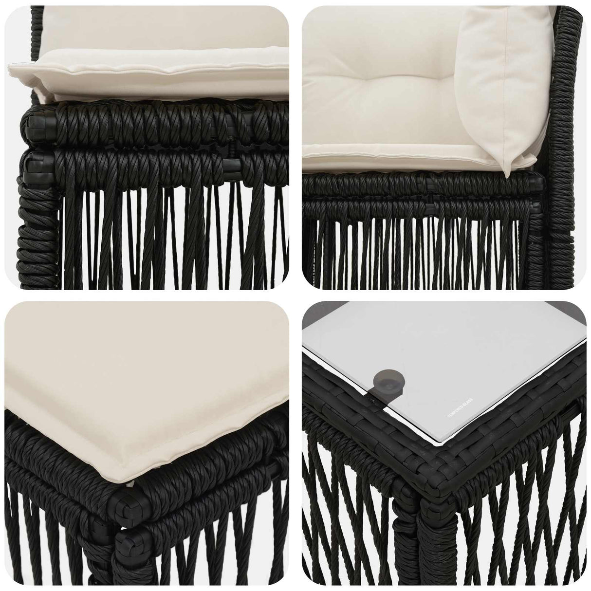vidaXL Tuinbank Set 6 pcs Zwart poly rattan