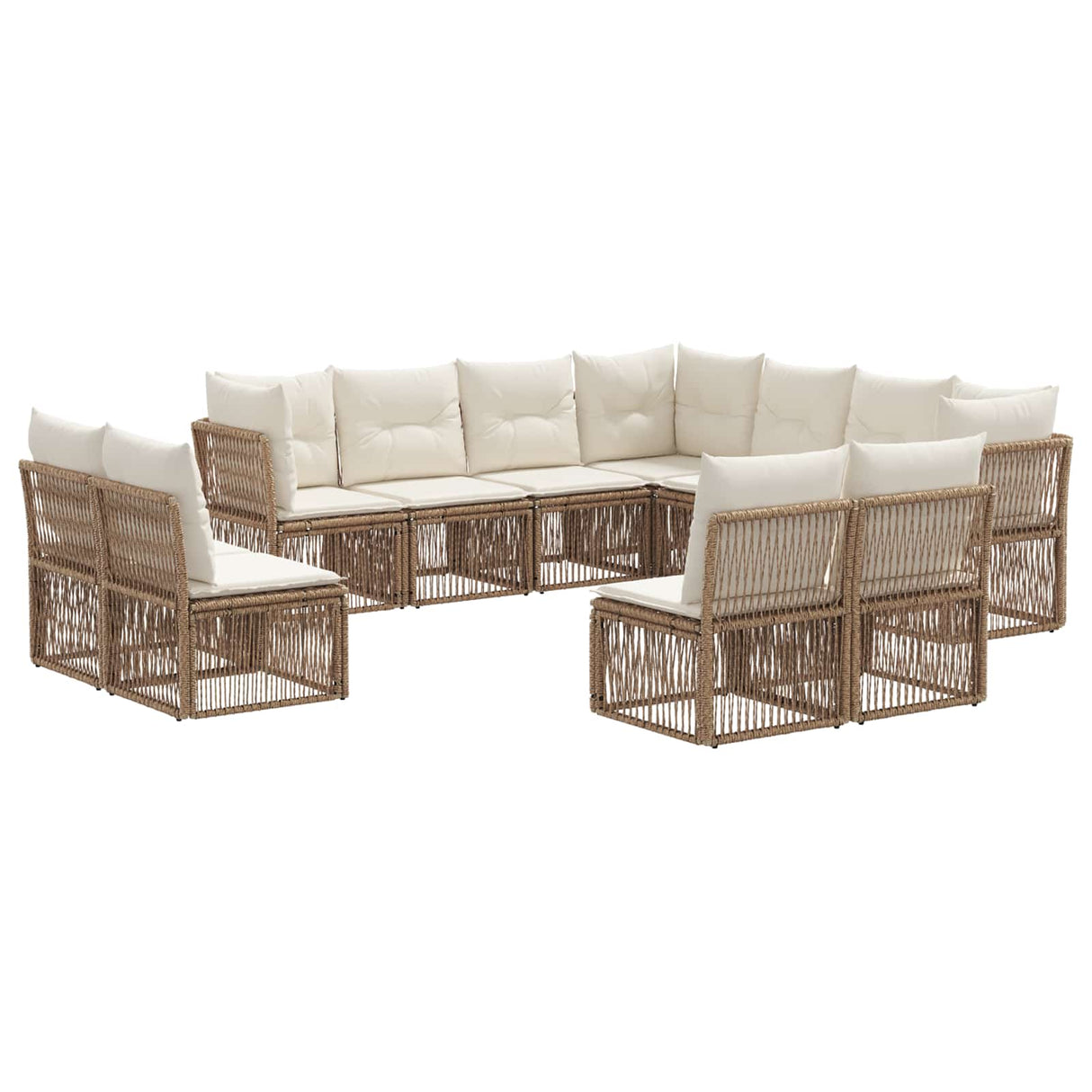 vidaXL Tuinbank Set 12 pcs Zwart poly rattan