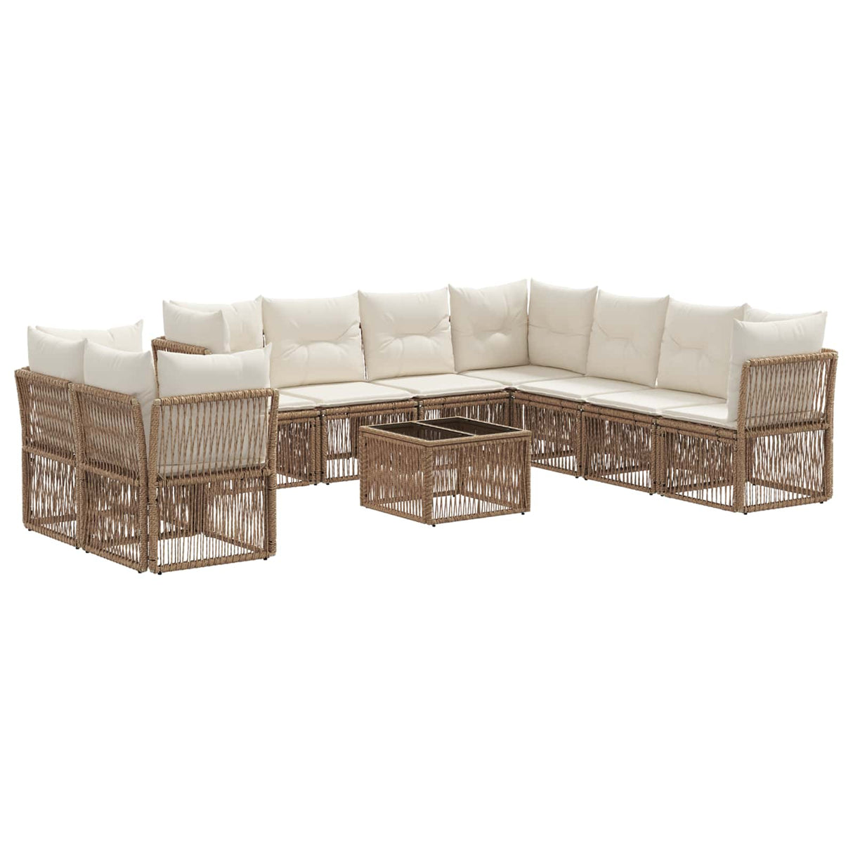 vidaXL Garden Sofa Set 10 pcs Black poly rattan