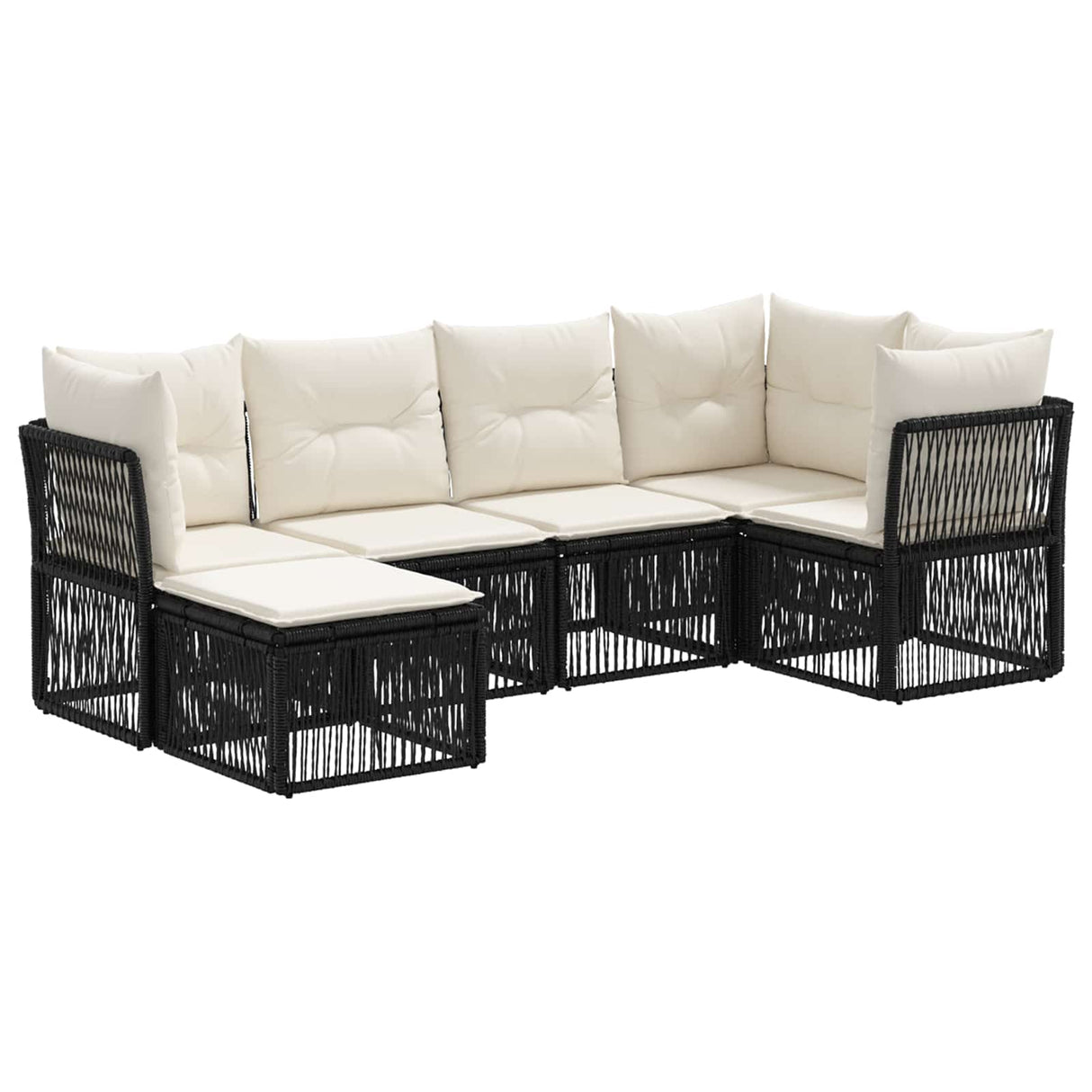 vidaXL Garden Sofa Set 7 pcs Black Poly Rattan