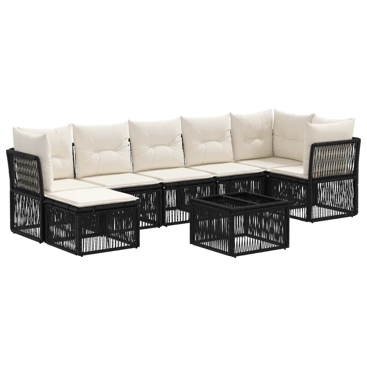vidaXL Tuinbank Set 8 pcs Zwart poly rattan
