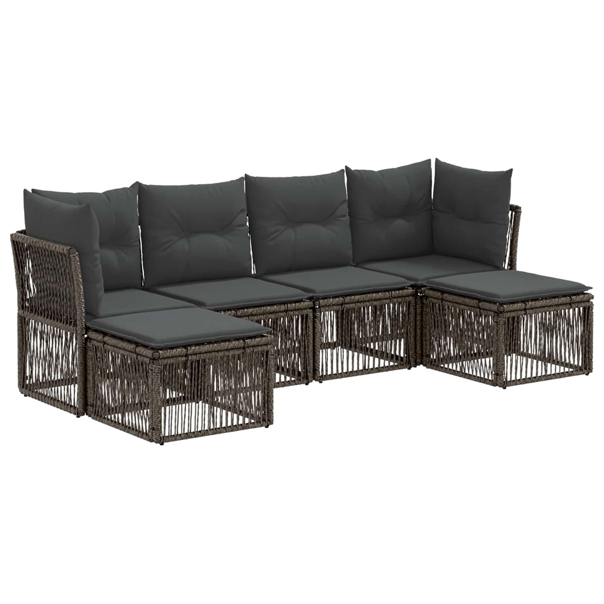 vidaXL Garden Dining Set 7 pcs Black Poly Rattan
